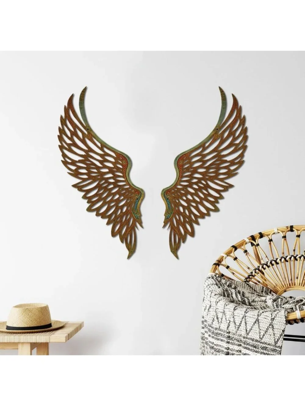 Angel Wings Metal Wall Art - Abstract Butterfly Sculpture | Minimalist Decor
